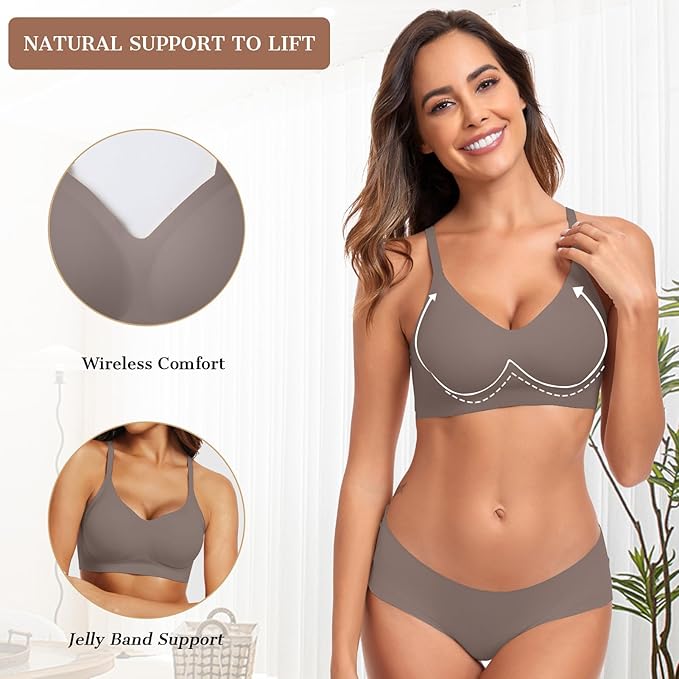 OEAK Womens Wireless Bras Comfortable Push Up Bra No Underwire Bra Full Support Lift Bralette Everyday Seamless Tshirt Bras