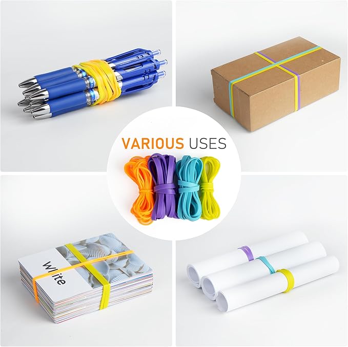 LotFancy Rubber Bands, 1/2 Pound Assorted Size #64#33#19 Colored Rubber Bands Office Supplies