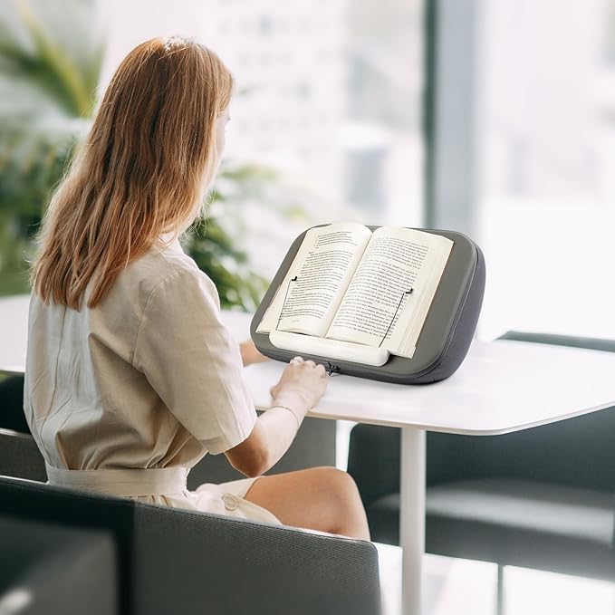 elitehood Book Stand, Comfortable Book Stand with Pillow Pad for Hand Free Reading in Bed, Bed Book Lap Holder - Minimize Neck Strain & Perfect Idea for Book Lovers in Dorm Room or Anywhere