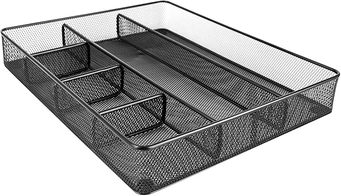 Amazon Basics Mesh Drawer Organizer, Black, Pack of 4