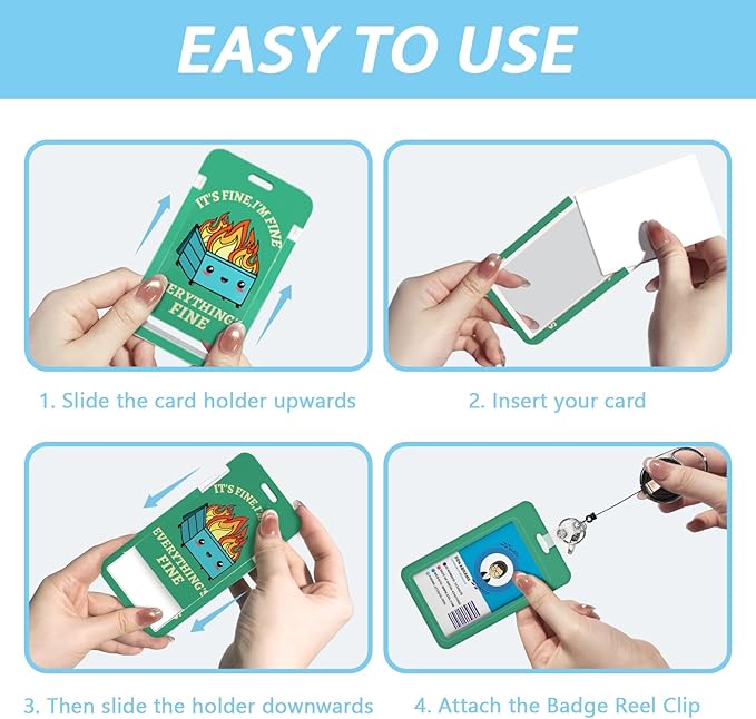 Gctriki ID Badge Holder with Lanyard, Funny Dumpster Retractable Badge Reel, Breakaway Lanyard for Keys，Teacher Lanyards for ID Badges Name Tags Card Holder, Nurse Teacher Workers Women Office Gifts