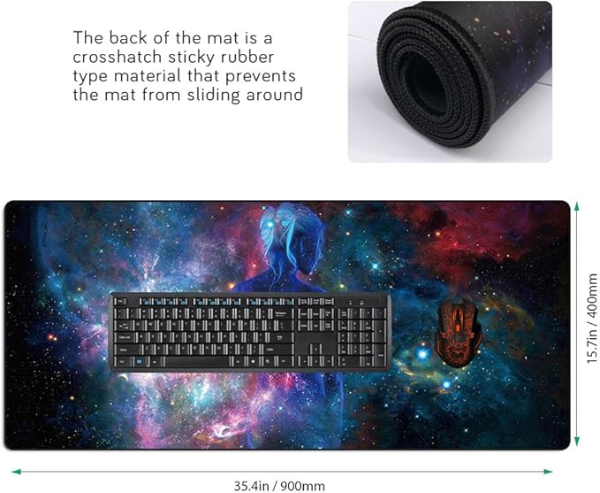 XXL Professional Large Mouse Pad & Computer Game Mouse Mat (35.4x15.7x0.1IN, Sky Girl)