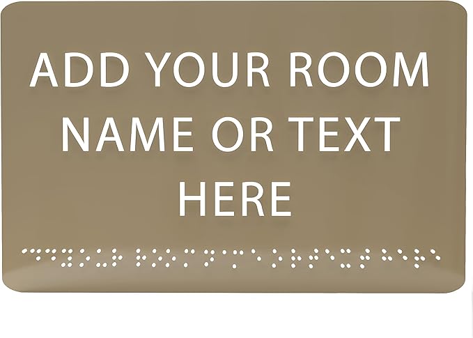9" X6" Personalized Custom Sign - ADA Compliant Tactile Graphics Grade 2 Braille Text Acrylic Wall Signs - Add Your Room Name Text Sign for Home School Office Business Workplace