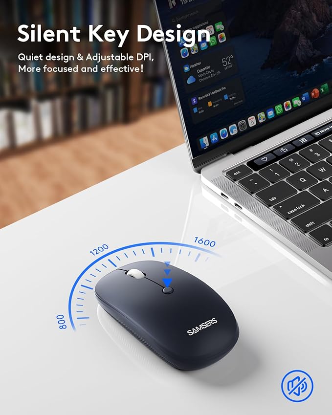 Foldable Keyboard and Mouse, Samsers Folding Bluetooth Keyboard Combo, 2.4G + BT5.0 x 2, Full-Size Portable Travel Keyboard & Rechargeable Wireless Mouse for Windows Android iOS Mac OS, Midnight