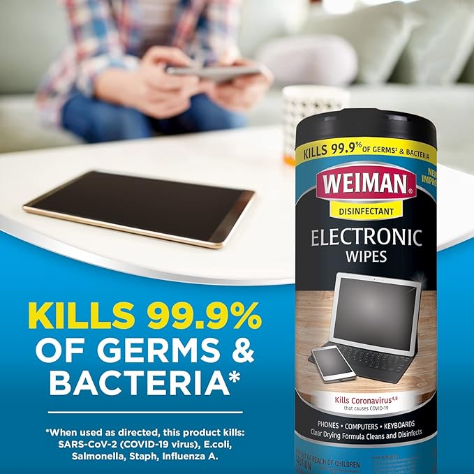 Weiman Electronic Screen Cleaner Wipes - 4 Pack Clean Your Laptop, Computer, TV, and All Electronic Equipment - Electronic Wipes - 30 Count