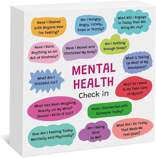 Therapy Office Desk Decor Wooden Box Sign Mental Health Gift School Counselor Gifts Therapist Gifts for Women Health Inspirational Gift for Friends Coworkers Counselor Psychologist Wooden Box Sign