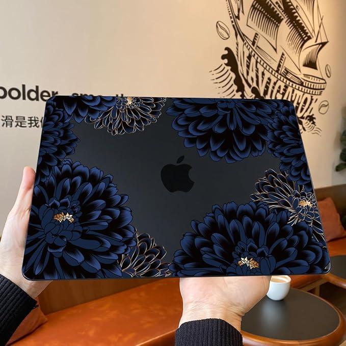 Teryeefi for MacBook Pro 13 inch Case Release 2016-2022, Fits Model A2338 A2251 A2289 A2159 A1989 A1708 A1706, Design Pattern Slim Cover+Keyboard Cover for 13 inch MacBook Pro M2 M1, Chrysanthemums