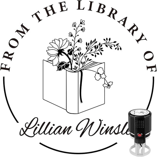 Custom Self-Inking Stamps | Personalized Book Stamp Gift for Book Lovers | 5 Ink Colors (Style12)