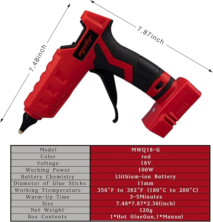 Cordless Hot Glue Gun Compatible with Milwaukee 18V Battery, Mellif Handheld Electric Power Glue Gun Full Size for Arts & Crafts & DIY with 20 0.43" Glue Sticks (Tool Only)