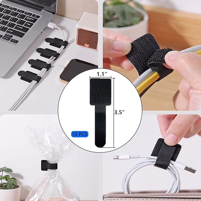 ELII 327 PCS Cable Management Kit 4 Cable Cable Sleeves,65 Cable Clips with 13Cord Holders,25 Roll Cable Organizer Straps,200 Fastening Cable Ties,20 Cable Zip Tie Mounts for Computer (Black)