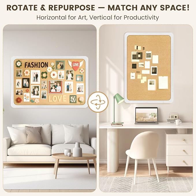 Bulletin Board, 60 x 24 in Felt Pin Board - Cork Board Alternative for Wall, Foldable Picture Self-Adhesive Vision Prayer Board with 20 Pushpins 10 Cards - Lightweight Home/Office Décor