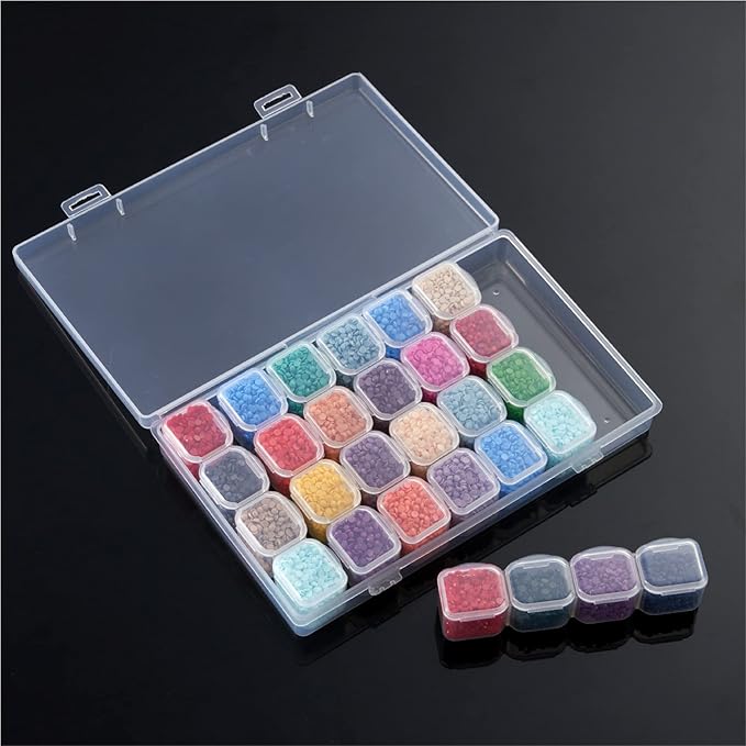 KTCLCATF 56PCS DIY Diamond Painting Tools and Accessories Kits Multiple Sizes Painting Pens for Adults to Make Diamond Art Craft Tweezers Glue Diamond Correction 28 Girds Storage Box
