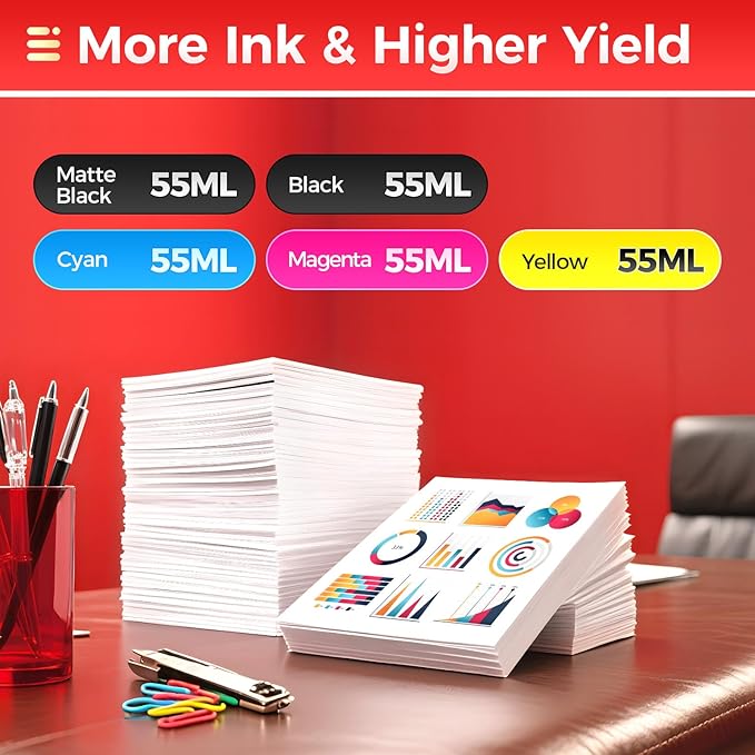 PFI-030 Pigment Ink Tank Kit 5-Pack 55ml High Capacity Replacement for Canon PFI-030 PFI030 Ink Cartridges Compatible for Canon imagePROGRAF TA-20 TA-30 TM-240 TM-340 Printer Black Cyan Yellow Magenta