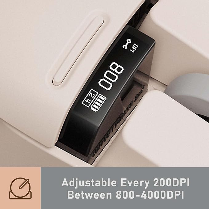 LOFREE Touch PBT Wireless Mouse with USB Receiver, Bluetooth, Wired Connection, Rechargeable, 4000 DPI with OLED Screen Compatible with Glass Surface for Mac Windows PC Notebook/Tofu White 2025