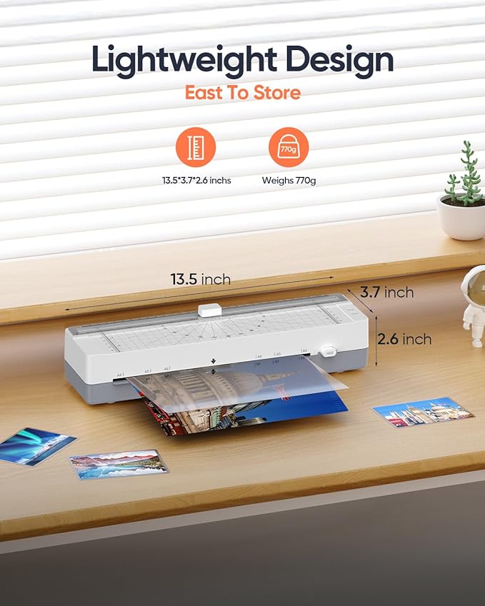 9-Inch Thermal Laminator Machine with Built-in Paper Trimmer & Corner Rounder, Fast 4-Min Warm-Up, Jam-Free System, Ideal for Home, Office & School