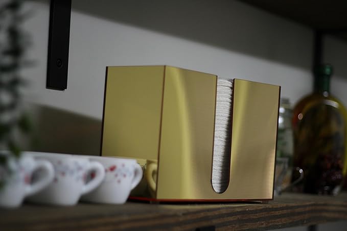 Paper Towel Dispenser Countertop, Gold Paper Towel Holder Countertop, Acrylic Folded Napkin Holder for Kitchen, Countertop Multifold C-Fold, Z-Fold, Trifold Paper Hand Towel Dispenser for Bathroom