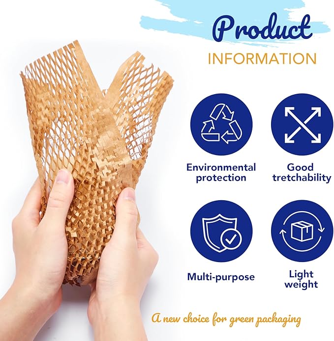 METRONIC 15" x 28" Honeycomb Packing Paper Sheets for moving 100 Pcs, Wrapping Paper for Bubble Cushioning Wrap and Shipping Packaging, Biodegradable & Fully Recylable, Brown