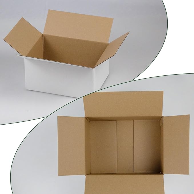8x6x4 Inches Shipping Boxes Set of 40, White Corrugated Cardboard Box Literature Mailer for Packing Small Business