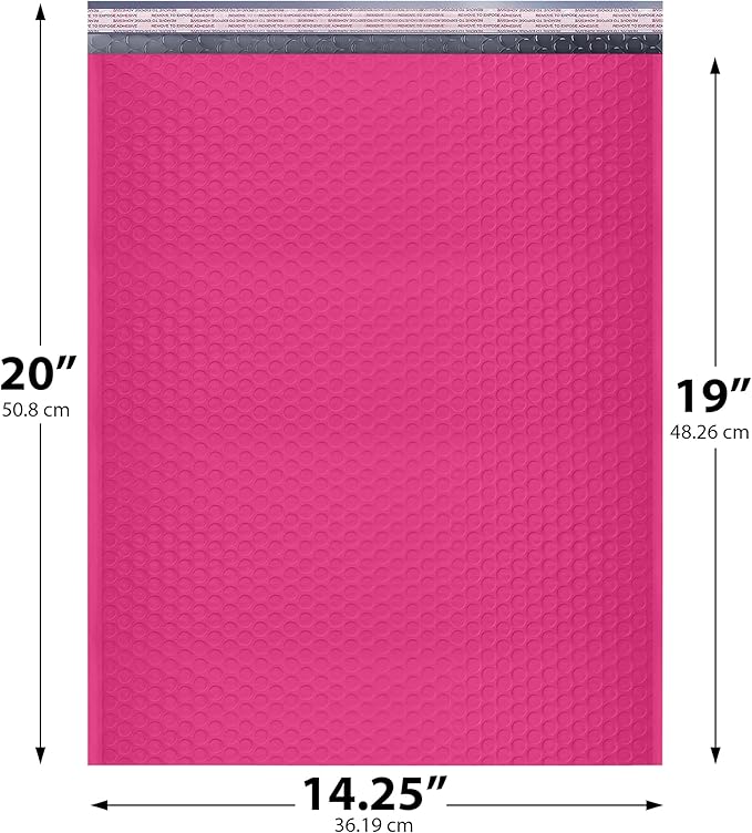 Hot Pink Extra Large Poly Bubble Mailers 14.25x20 inch #7 | Self Seal Large Padded Envelopes | Air Cushioned Bubble Mailer | Usable Size 14.25x19 Lightweight Mailing Shipping Bags| 100 Pack Bulk