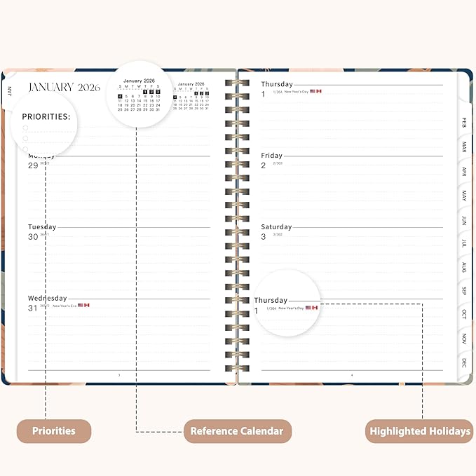 2026 Planner, Weekly and Monthly Calendar Academic Planner, Jan 2026 - Dec 2026, Planning Agenda Book for Desk Accessories and School Supplies - A5 (6.3'' x 8.5'')