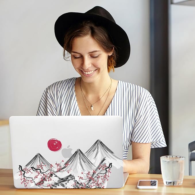 Compatible with MacBook Air 13.6 inch Case 2022-2025 M4 A3240 M3 A3113 M2 A2681,Sunset&Moutain for Mac Air13 M4 Pattern Plastic Hard Shell&Keyboard Cover for Air 13.6 Print,Abstract Mountain