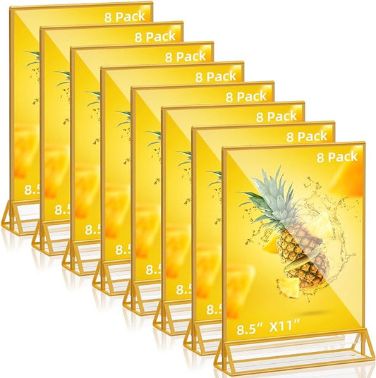 Acrylic Sign Holder 8.5x11 Clear Acrylic Frames Display Stand Double Sided Table Menu Holders for Wedding Table Numbers Restaurant Photos（8 pcs）