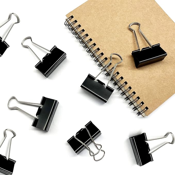 DSTELIN Large Binder Clips 1.6-Inch (24 Pack), Big Paper Clamps Clips for Office Supplies, 1.6-Inch/41mm Width, 0.7-Inch/18mm Capacity, Black
