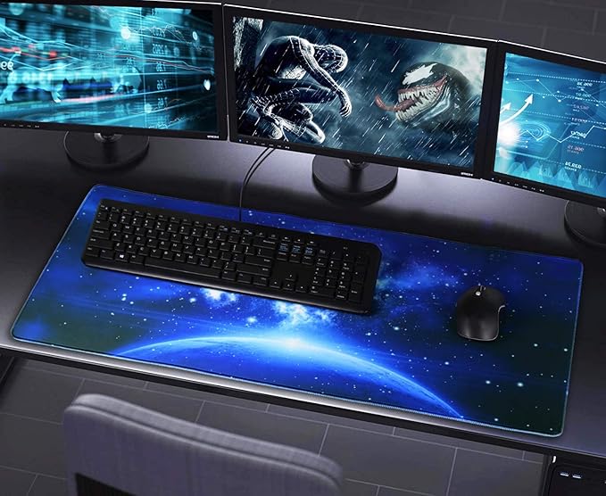 Extended Large Mouse Pad, Gaming Mouse Pad with Nonslip Base (31.5X15.7In) Heavy/Thick, Comfy, Waterproof Computer Keyboard Pad Mat for Esports Pros/Gamer/Desktop/Office/Home-Blue