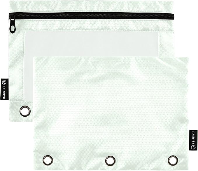 Gredecor Binder Pencil Pouch 3 Ring Honeydew Zipper Pencil Pouches Case 2 Pack Clear Binder Organizer for School Office