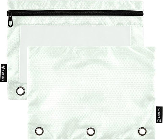 Gredecor Binder Pencil Pouch 3 Ring Honeydew Zipper Pencil Pouches Case 2 Pack Clear Binder Organizer for School Office