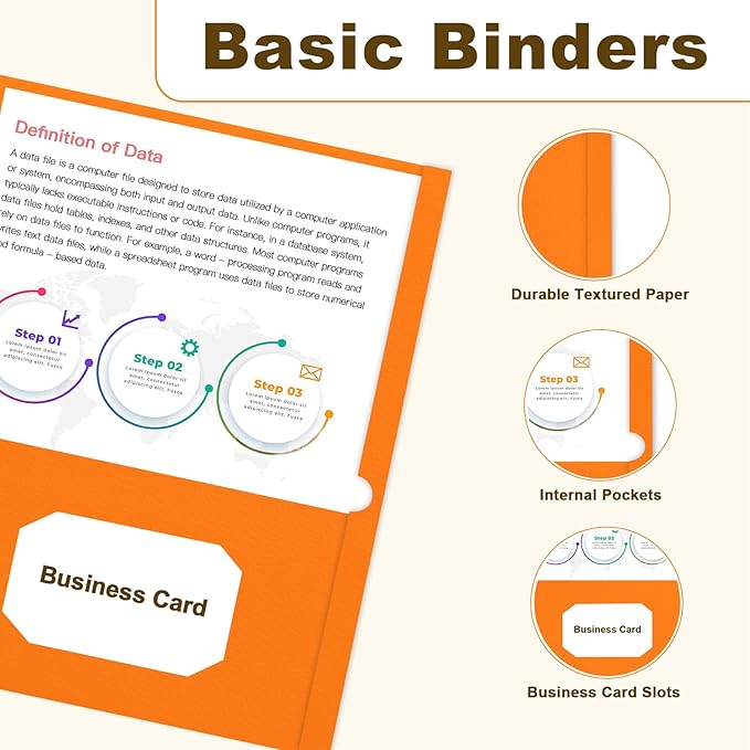 60 Pack Paper Pocket Folders, 2 Pocket Folders, Letter Size, Orange