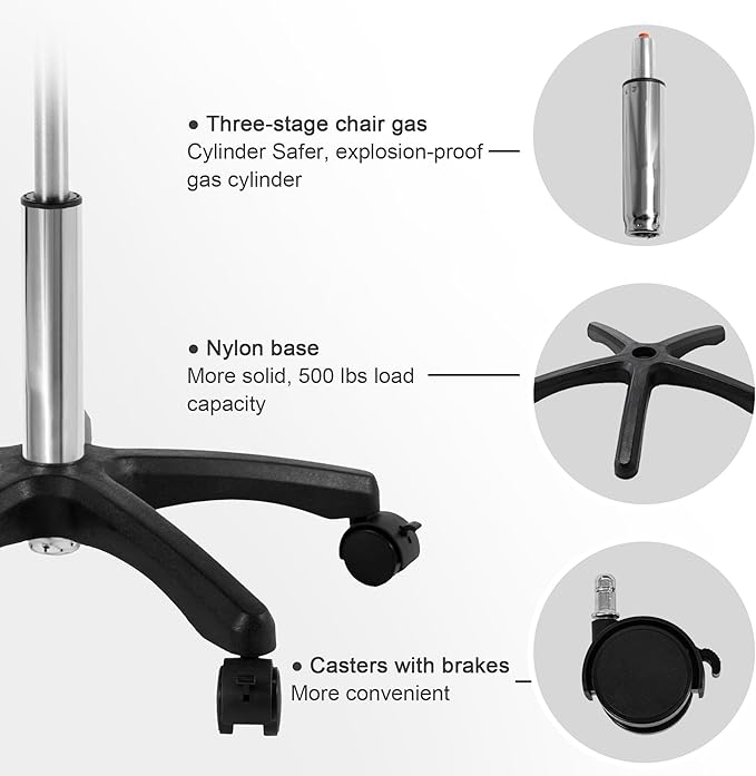 Frassie Footrest Stool Under Desk Mobile Gaming Foot Stool, Multi-use Height Adjustable Rolling Swivel Stool Heavy Duty Ergonomic Foot Stool with Wheels