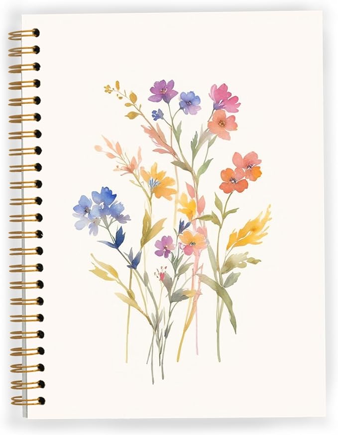 Vintage Wild Flower Botanical Plant Notebook 05,Rustic Spring Floral Cottagecore Notebook Journal for Work Office School Student Teacher,Hardcover Spiral Notebook 5.5x8.7