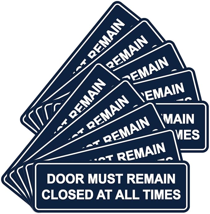 Signs ByLITA Standard Door Must Remain Closed At All Times Sign (Navy Blue/White) - Large 10 Pack