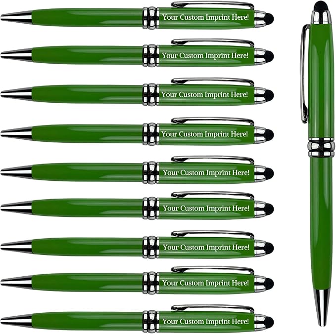 Ancolo Custom Executive Pens Stylus Tip School Writing Set Metal body - Engraved Personal Name pens - with Your Team Name or Slogan/Phone number/Address- 10 Pens/Box