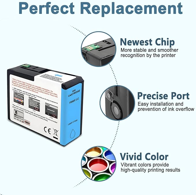 T850 Ink Cartridge T8505 T850500 Remanufactured Work for SureColor P800 (1-Pack, Light Cyan)