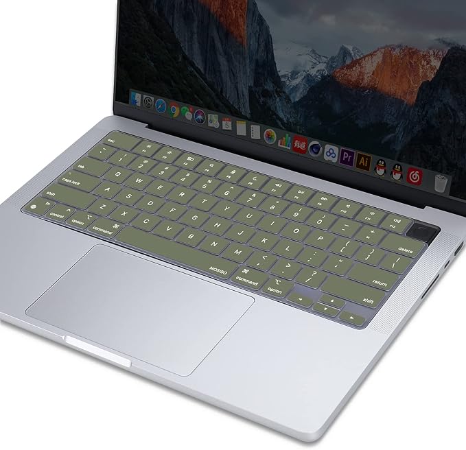 MOSISO Keyboard Cover Skin Compatible with MacBook Air 15 inch M3 A3114 M2 A2941/Air 13.6 A3113 A2681/Pro 14/16 M4 M3 M2 M1, Army Green