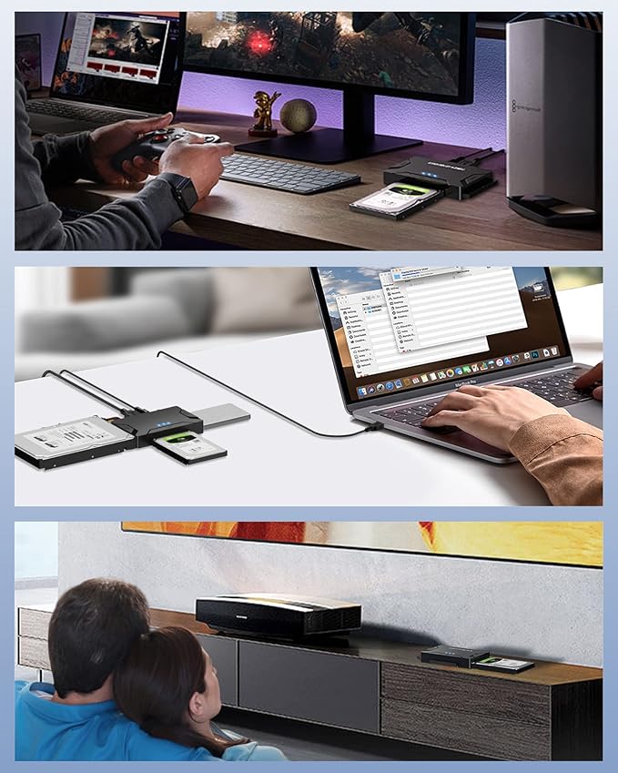 POSUGEAR USB 3.0 to IDE/SATA Adapter, External Hard Drive Reader, Universal 2.5"/3.5" HDD/SSD Converter, 12V/2A Power Adapter