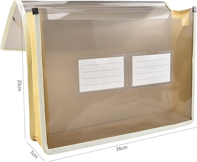 Expanding File Folder Document Organizer r with Flap and Cord Closure, Waterproof Transparent Document Bag, 2.8" Expansion, Letter A4 Expandable File Folder for Home School Office Organization，5 Pack