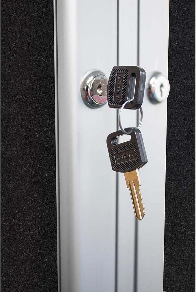 Ghent 48" x 60" 2-Door indoor Enclosed Recycled Rubber Bulletin Board, Shatter Resistant, with Lock, Satin Aluminum Frame,Confetti (PA245TR-CF),Made in the USA