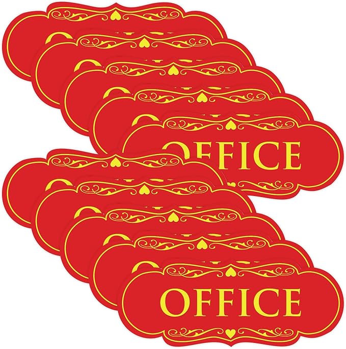 All Quality Designer Office Sign | Easy Installation - Red/Yellow - Medium (10 Pack)