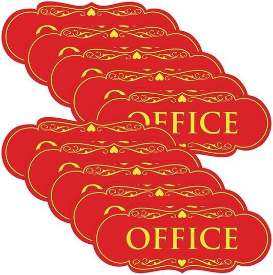 All Quality Designer Office Sign | Easy Installation - Red/Yellow - Medium (10 Pack)