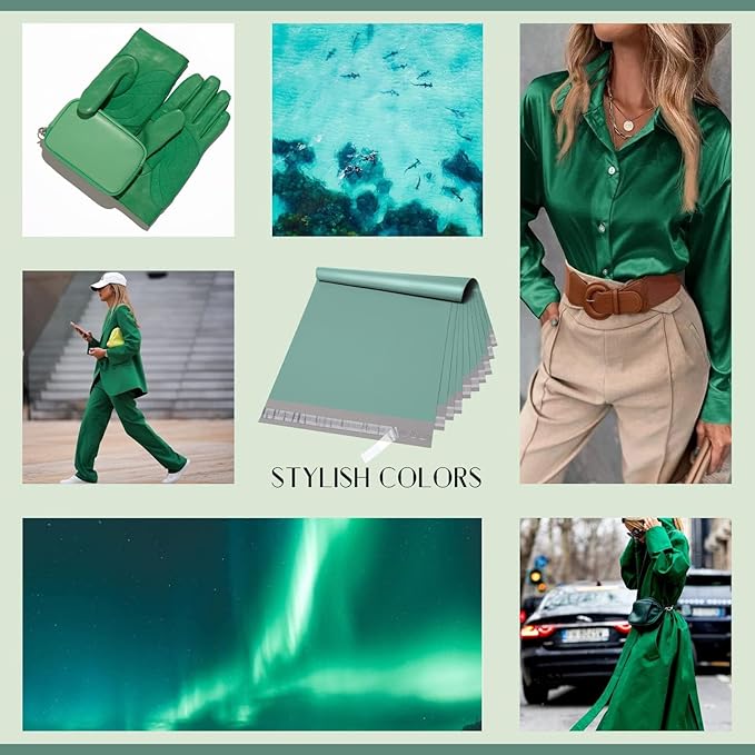 Metronic Poly Mailers 12X15.5 500Pack, Strong Adhesive Shipping Envelopes for Clothing, Waterproof Shipping Bags for Small Businesses, Flexible Mailers Poly Bags, Grayed Jade Green