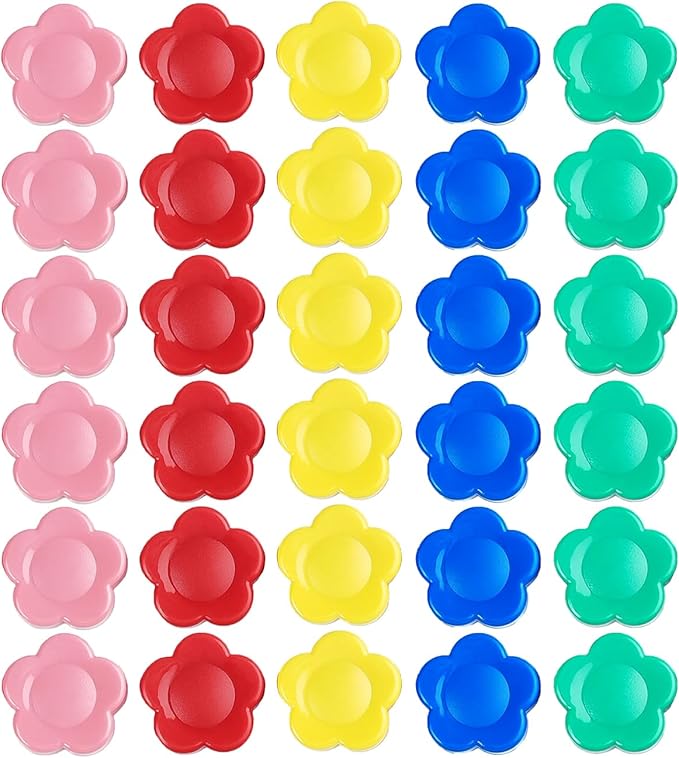 Qualsen Fridge Magnets, Flower Shape Cute Magnets for Fridge Magnet, Refrigerator, Small Magnet for Whiteboard for Kids,Locker, White Board, Kitchen, Office, Classroom (5 Colors)