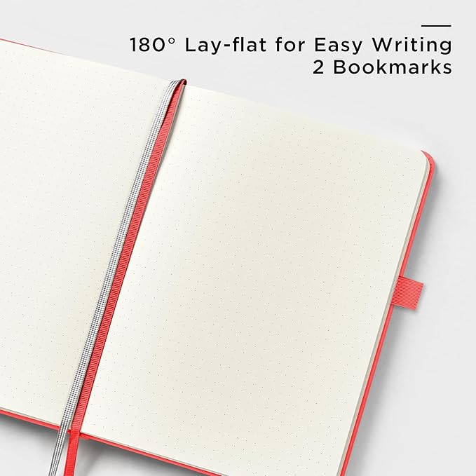&And Per Se Dotted Journal Notebook, A5 Hardcover Bullet Dotted Journal, 160 Pages 100 gsm Thick Paper, 3 Sheets of Stickers Included - 5.7'' x 8''（Red）