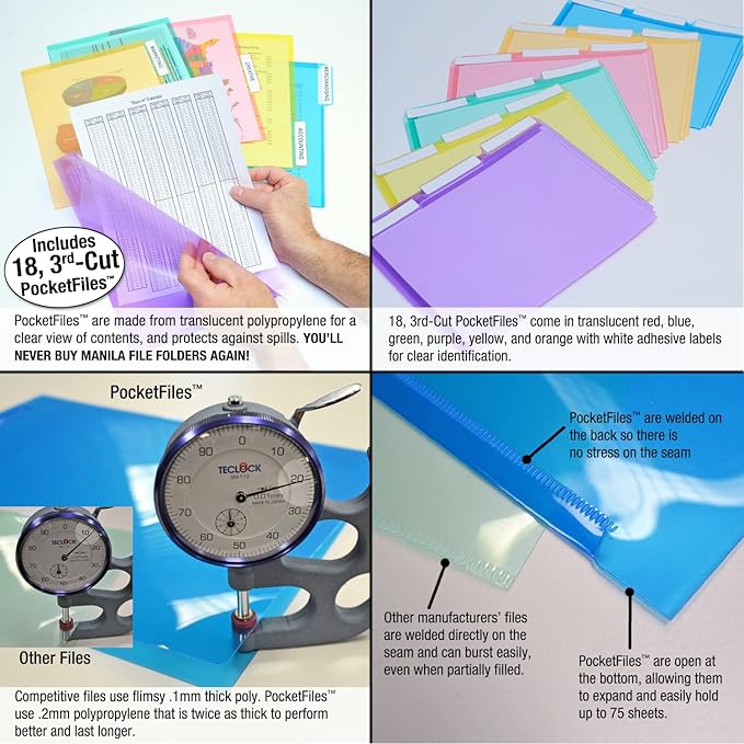 Ultimate Office WalMaster Heavy Duty, 10-Pocket Wall Chart Filing System WITH LABEL HOLDERS for Classroom and Office, Wall File Organizer PLUS 18 PocketFiles, Mounting Hardware & Door Hooks