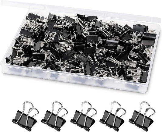 Ufmarine 120 Pcs Mini Binder Clips, Small Binder Clips Black, 15mm Paper Clips for Office