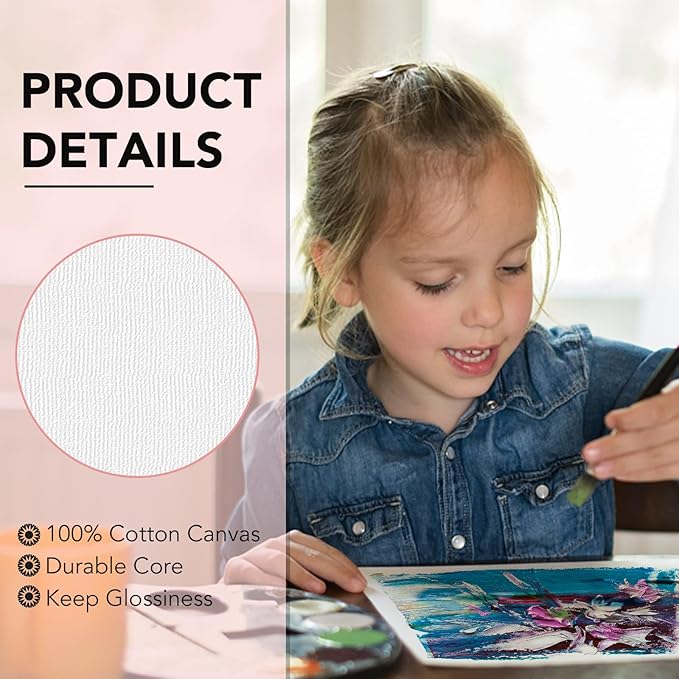 ESRICH 48 Pack Canvas Boards for Painting, 6Pcs of 4x4, 4x6, 5x6, 6x6, 8x10, 10x10, 9x12, 11x14 Canvas for Painting, Cotton Primed Blank Painting Canvas Panels for Oil, Acrylic, Watercolor