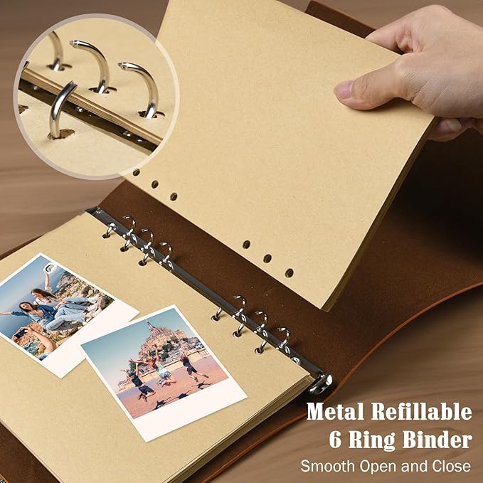 OMEYA PU Leather Journals Notebooks with Blank Pages, Vintage Refillable Journal for Writing, Travel Diary Art Sketchbook to Write in, Gifts for Women, Men, Teen Girls and Boys, 160 Pages (Brown, A6)