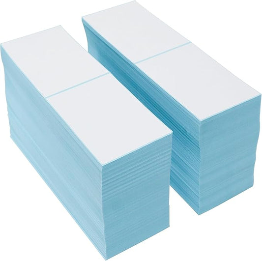 L LIKED 6000 Fanfold 4 x 6 Thermal Labels, with Perforated Line Shipping Labels, Compatible with Zebra & Rollo Printer, White, Commercial Grade